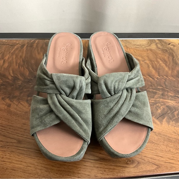 Green Suede Leather Platform Slide Sandal, New in Box - Picture 7 of 10